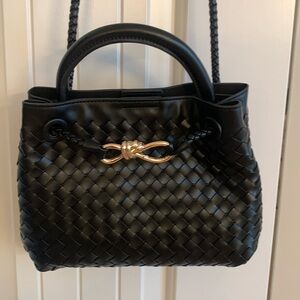 Black braided crossbody bag